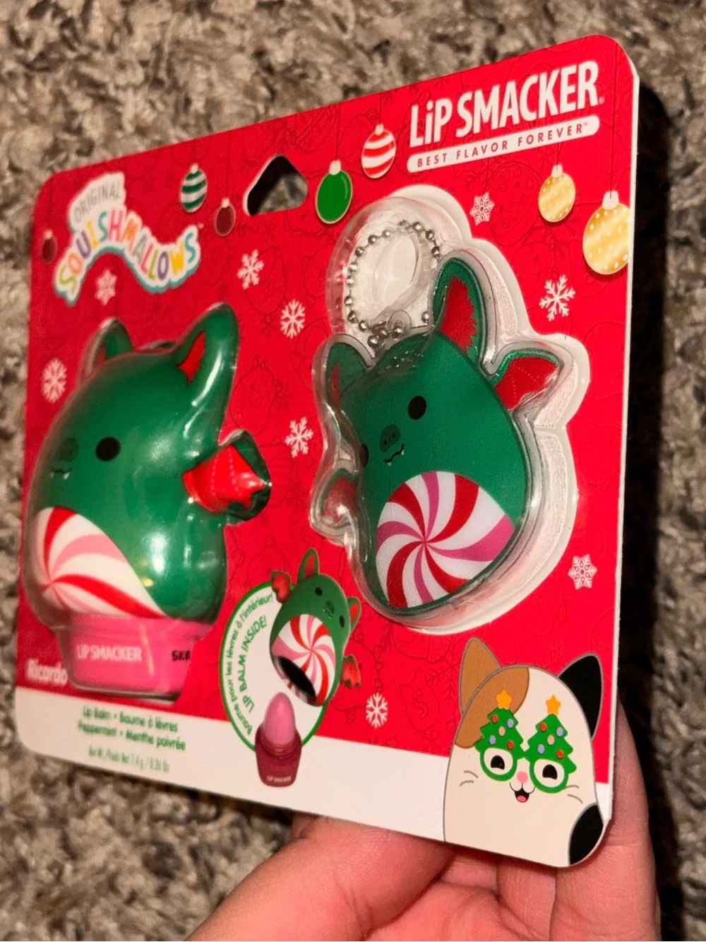 Squishmallows Lip Smacker Peppermint Lip Balm & Mini - Red & Green